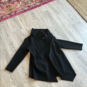 Stylish Black Wool Wrap Coat